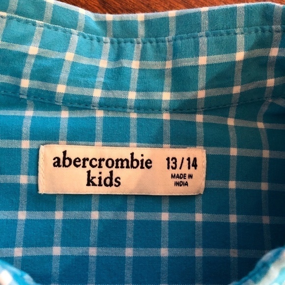 Abercrombie, Blue, Plaid, Button Up Shirt, Boys,Size 13/14, Excellent Condition. - Picture 7 of 8